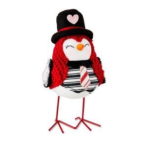 Way to Celebrate Valentine’s Day fabric Bird with black tabletop decoration.